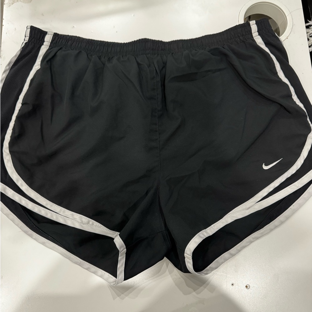 Nike Women's Black and White Athletic Shorts